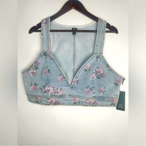Wild Fable Floral Denim Crop Top XL NWT
